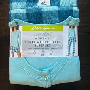 NWT Eddie Bauer 3 Piece Waffle Fleece Pajama Sleep Set XXL